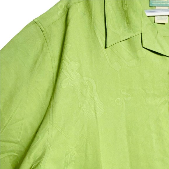 Reyn Spooner Men Large Green Golf Theme Short Sleeve Button Front Silk Shirt - Picture 4 of 8